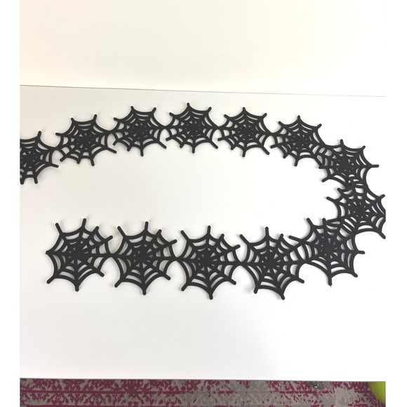 Crate&Barrel Other - Crate & Barrel Halloween Felt Spider Web Garland Black 60" Folding Decor